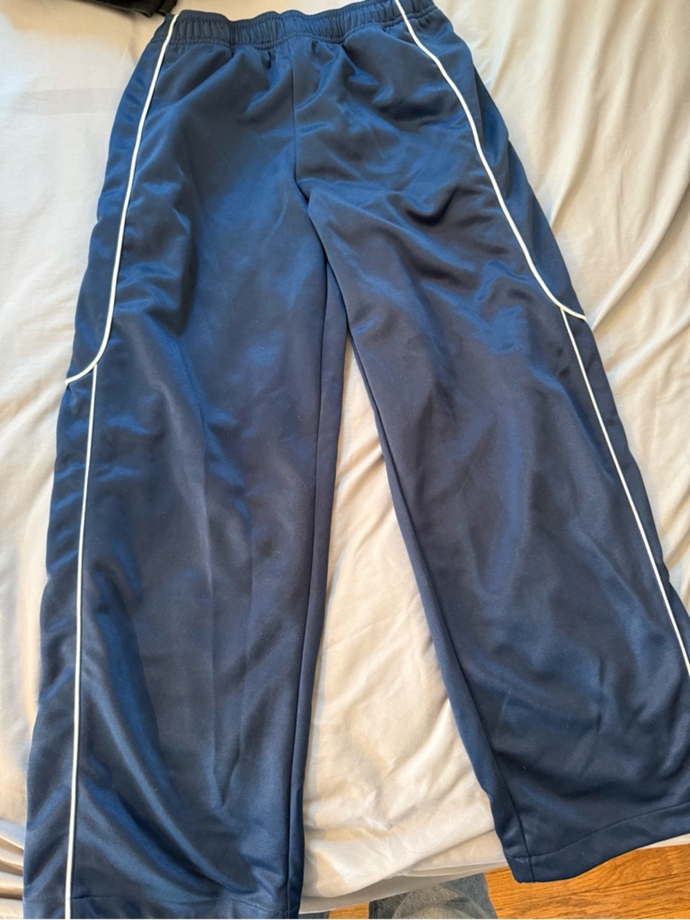 Navy Athletic Track Pants with White Piping